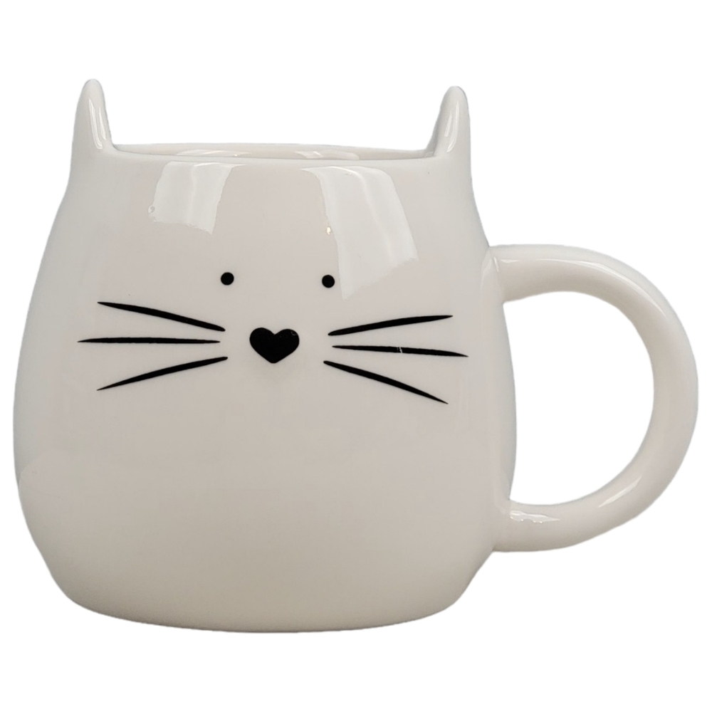 White Novelty Cat Mug - Global Design